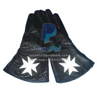 Knights of The Malta Black Leather Gauntlets (Gloves)