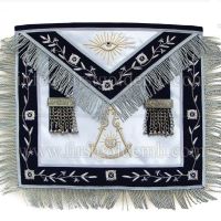 Past Master Masonic Blue Lodge Silver embroidery Apron - Blue Navy