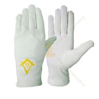 Masonic White Cotton Gloves With Emblem