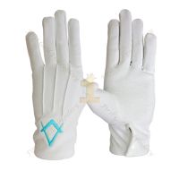 Masonic White Cotton Gloves With Emblem