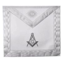 Masonic Blue Lodge White Machine Embroidery Apron with square compass with G