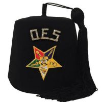 Order of the Eastern Star OES Rhinestone 1" Black Fez