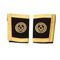 GRAND OFFICERS MALTA REGULATION CUFF - BLACK WITH GOLD HAND EMBROIDERY