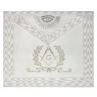 Hand Embroidered Masonic Master Mason Apron White