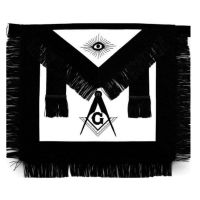 Masonic Master Mason Funeral Apron Black With Fringe Hand Embroidered