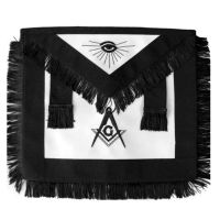 Masonic Master Mason Funeral Black With Fringe Hand Embroidered Apron