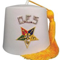 Order of the Eastern Star OES Rhinestone White Fez
