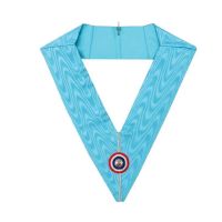 EMULATION RITE ENGLISH REGULATION OFFICER COLLAR SET - TURQUOISE MOIRE HANDMADE EMBROIDERY