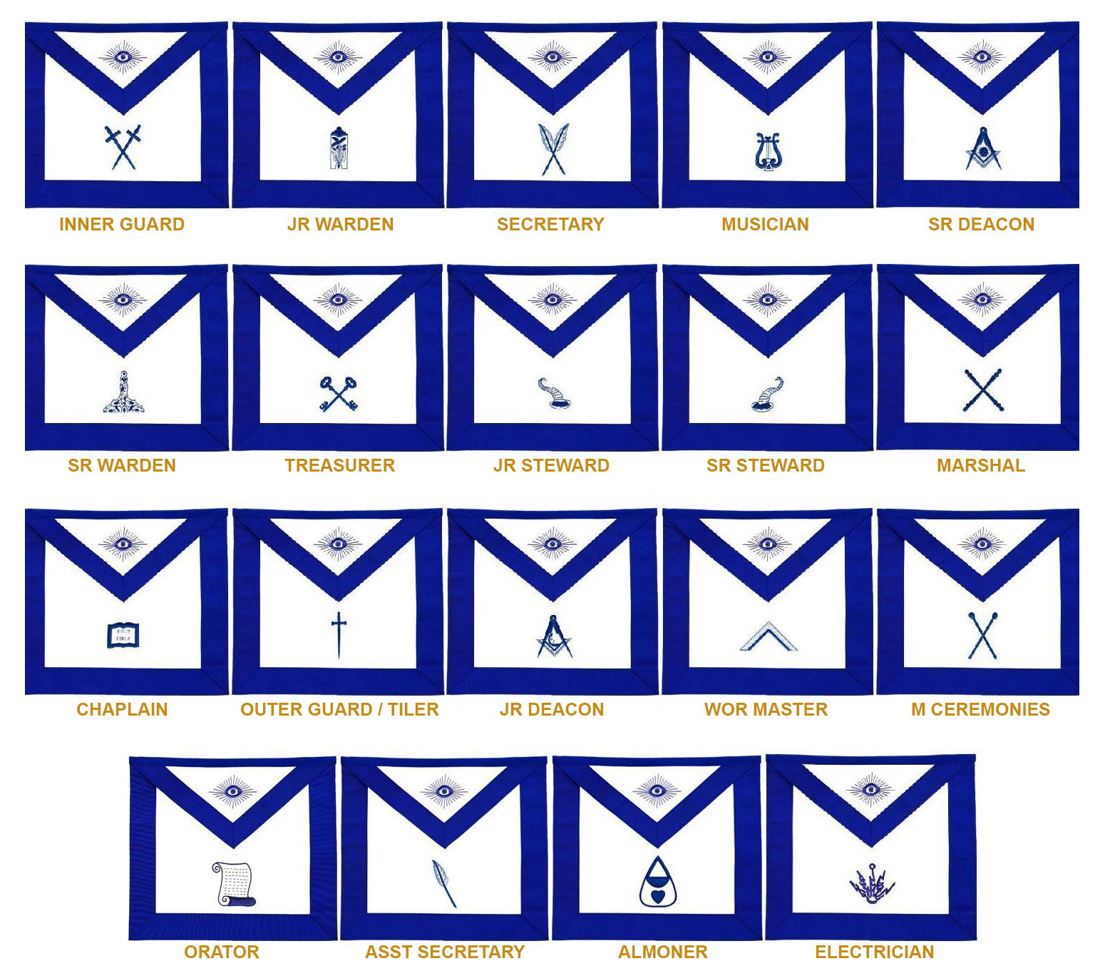 Blue Lodge Officer Apron set