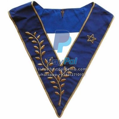 Masonic Officer's collar - AASR - Thrice Powerful Master - Hand-made Embroidery