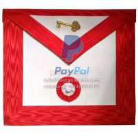 7th Degree Scottish Rite Apron - White & Red Moire Gold Embroidery