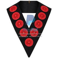 9Th Degree Scottish Rite Collar - Black Moire With Nine Rosettes