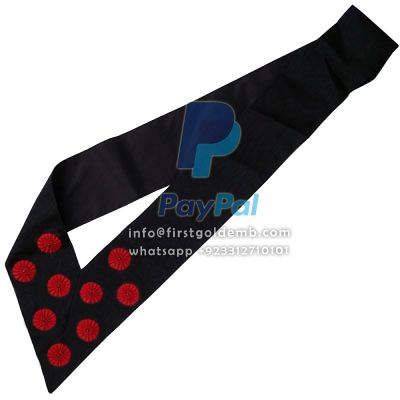 9th Degree Scottish Rite Sash - Black Moire With 9 Roses