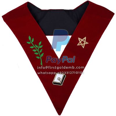 14th Degree Scottish Rite Collar - Maroon Velvet