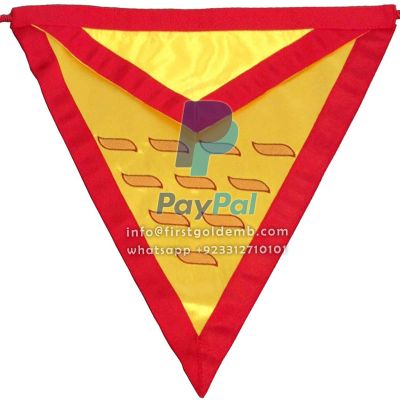 17th Degree Scottish Rite Apron - Yellow With Red Borders Triangular Shape