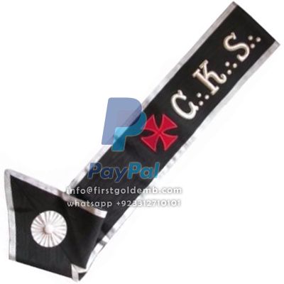 30th Degree Scottish Rite Sash - CKS Black Templar cross