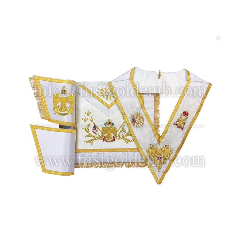 Grembiule Rotondo Massonico In Raso Del Rito Scozzese - RSAA - 33° Grado - Italia