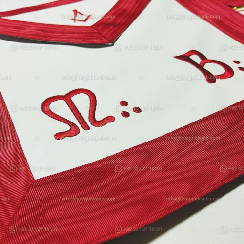 Master Mason Scottish Rite Apron - Red & White Moire #2