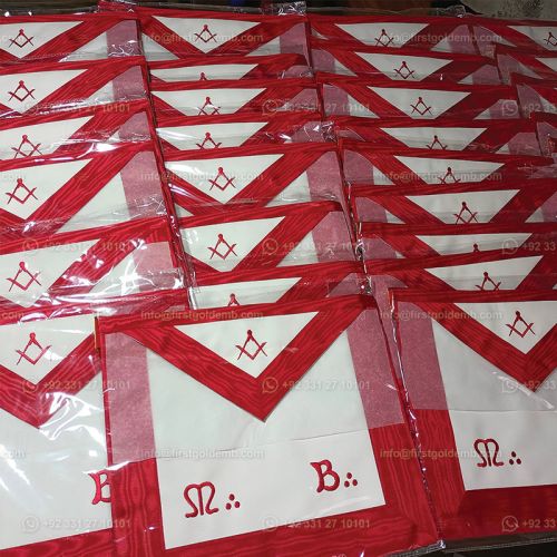 Master Mason Scottish Rite Apron - Red & White Moire #5