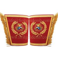 Masonic Gauntlets Cuffs - Past Grand High Priest PGHP Embroidered With Fringe