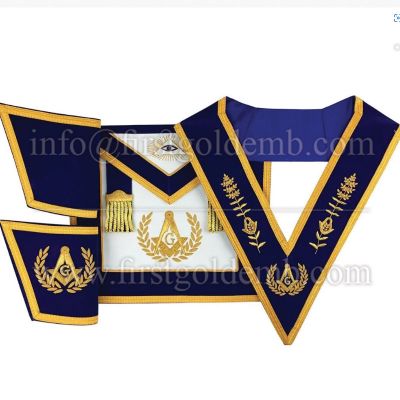 Blue Lodge Master Mason Apron, Gauntlet and collar set