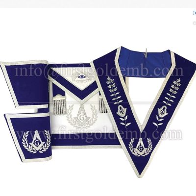 Blue Lodge Master Mason Apron, Gauntlet and collar set