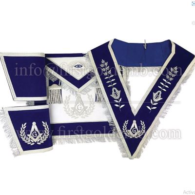 Blue Lodge Master Mason Apron, Gauntlet and collar set