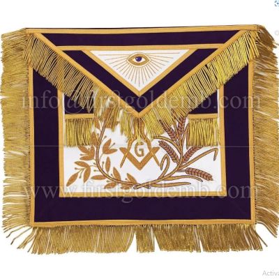 MASTER MASON Gold Apron square compass with G Purple