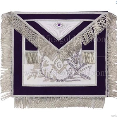 MASTER MASON Silver Apron square compass with G Purple