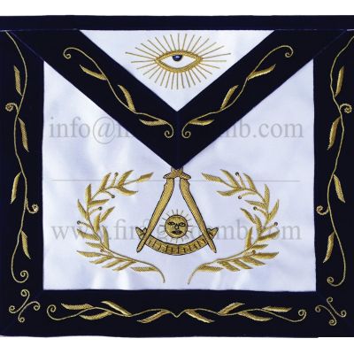 Blue Lodge Past Master Apron Bullion Hand Embroidered