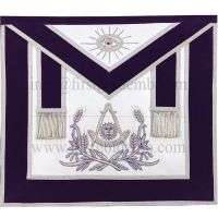 Masonic Past Master Hand Embroidered AprOn Silver Embroidery Purple Velvet