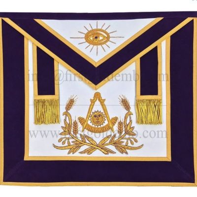 Hand Embroidered Bullion Past Master Grand Lodge Masonic Apron