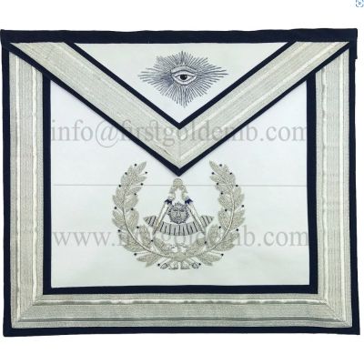 Silver Hand Embroidered Freemasons Apron