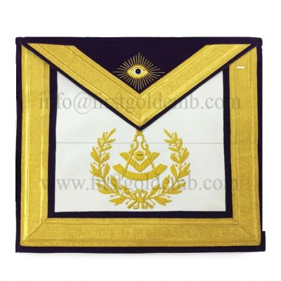 Masonic Past Master Gold & Purple Hand Embroidered Apron