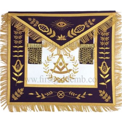 Blue Lodge Past Master Gold Handmade Embroidery Apron Purple Velvet