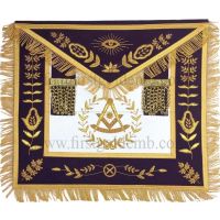 Blue Lodge Past Master Gold Handmade Embroidery Apron Purple Velvet