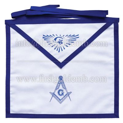 MASTER MASON BLUE LODGE APRON - WHITE DUCK COTTON SQUARE & COMPASS G