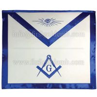 Blue Satin Master Mason Apron Square Compass & G