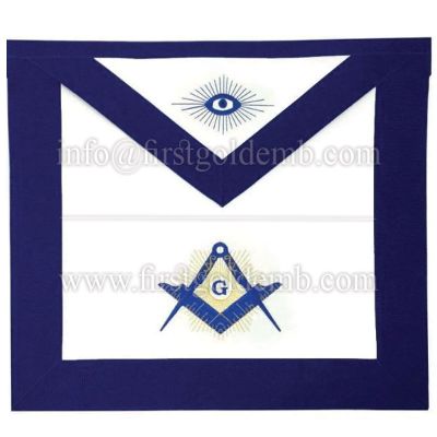 Masonic Blue Lodge Master Mason Apron Machine Embroidery Navy