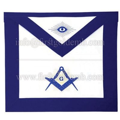 Masonic Blue Lodge Master Mason Apron Machine Embroidery Blue