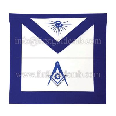 Masonic Blue Lodge Master Mason Apron Machine Embroidery Blue