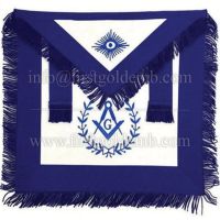 Masonic Blue Lodge Master Mason Apron Machine Embroidery with Fringe Navy