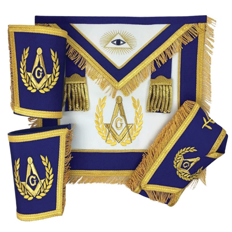 Blue Lodge Master Mason Apron with Fringe Set Apron,Collar gauntlets Cuffs