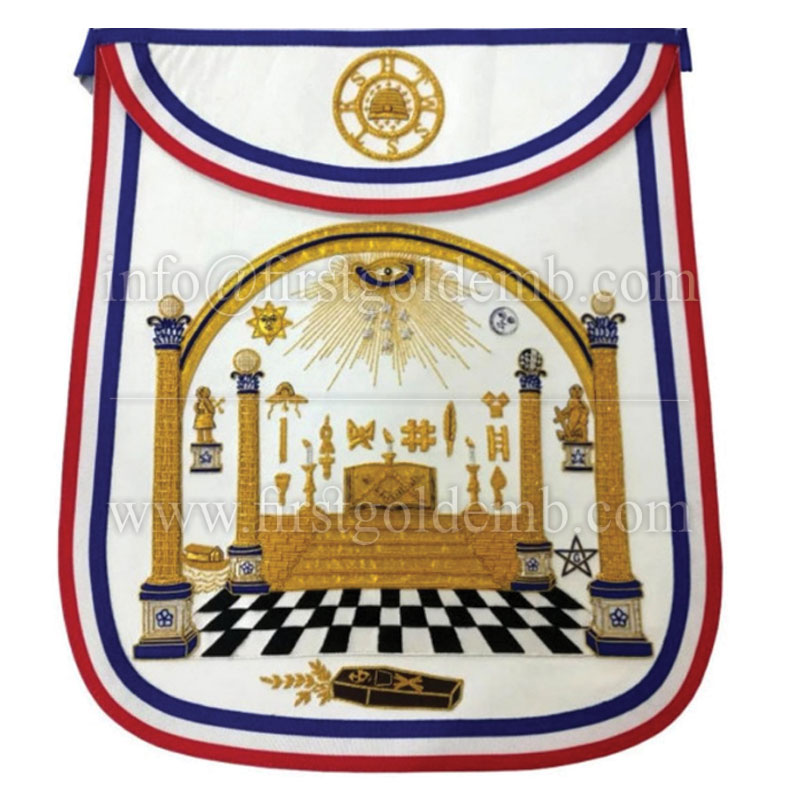 Bro. George Washington Masonic Apron Hand Embroidered Masterpiece