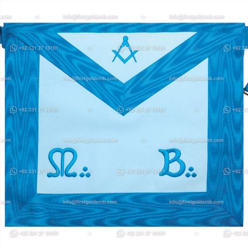 French Rite Apron Master Mason – Square-and-compass + MB