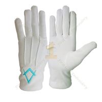 Masonic White Cotton Gloves With Emblem