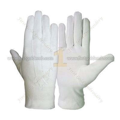 Masonic White Cotton Gloves With Emblem