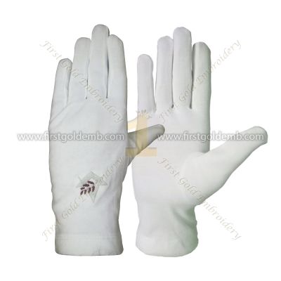 Masonic White Cotton Gloves With Emblem