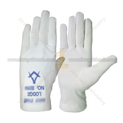 Masonic White Cotton Gloves With Emblem