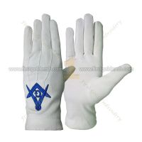 Masonic White Cotton Gloves With Emblem